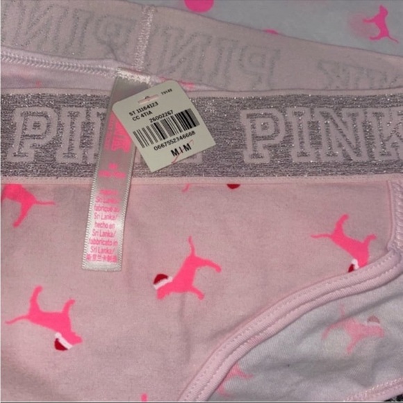 2 Victoria’s Secret Pink panties VS PINK logo hipster panty bundle pink sparkle - Picture 5 of 5